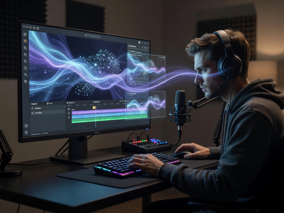 Video editor working at a desk representing CapCut AI editing tools